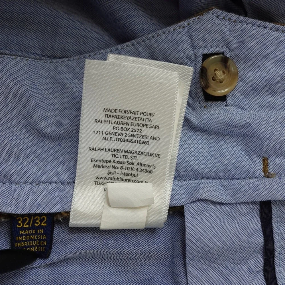 Polo Ralph Lauren Pants‎ Mens 32x27 Brown Stretch Slim Fit Chino Trousers Preppy